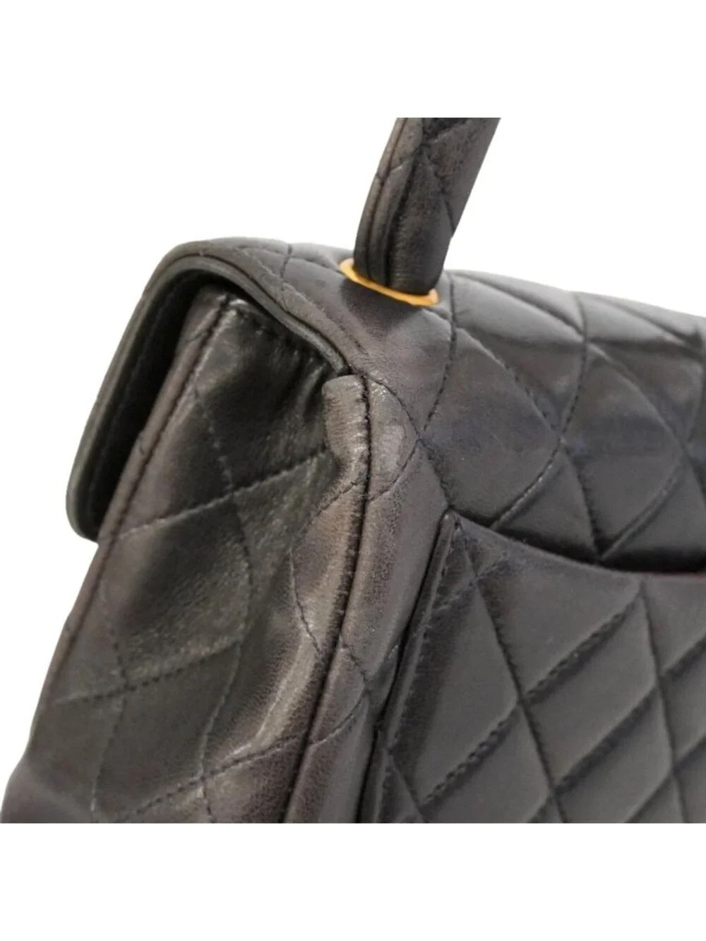 Chanel Handbag Quilted Family Bag Lambskin Black Gold